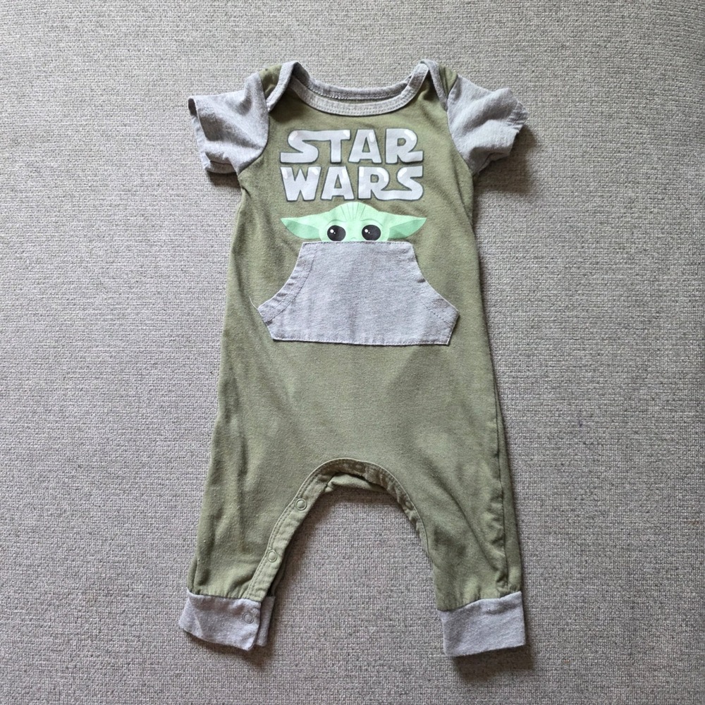 Star Wars Grogu Baby Romper Green Gray Mandalorian The Child One Piece 3 6 Month
